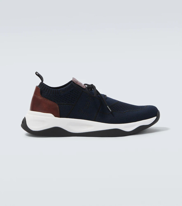 Berluti Berluti Shadow Leather-trimmed Knitted Sneakers 