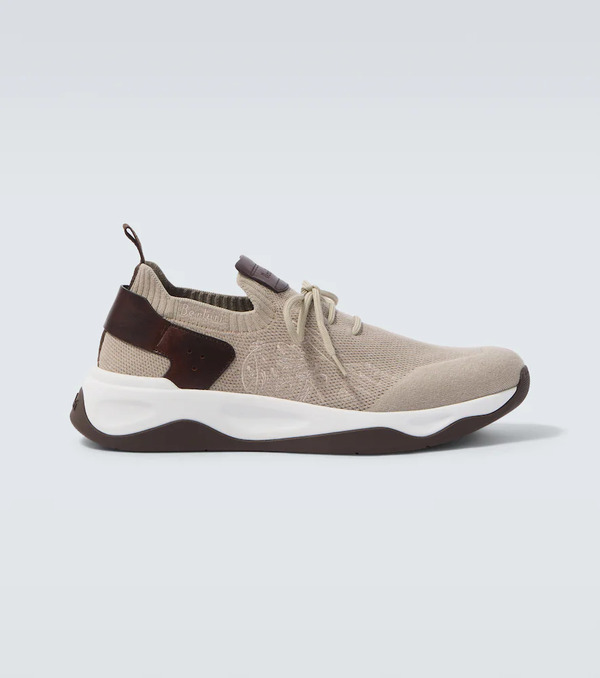  Berluti Berluti Shadow Leather-trimmed Knitted Sneakers 