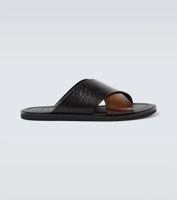  Berluti Berluti Sifnos Scritto Leather Slides 