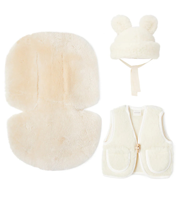  Binibamba Binibamba Baby Wool Beanie, Stroller Liner, And Vest Set 
