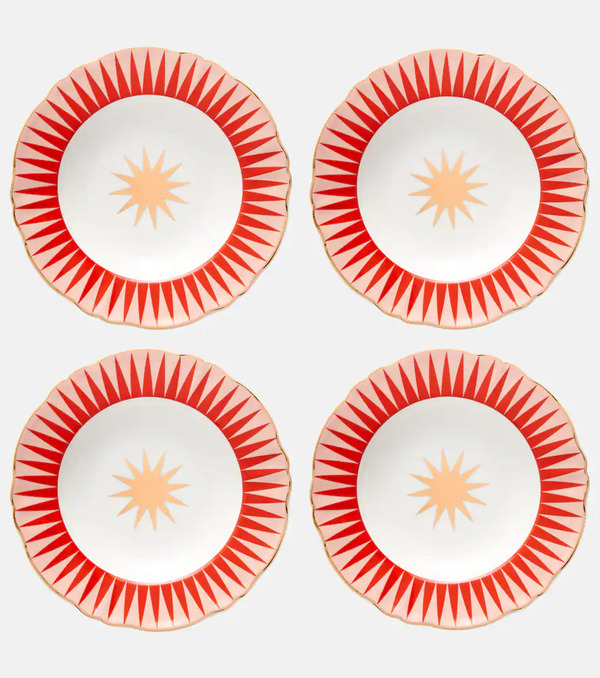  Bitossi Bitossi Baleno Set Of 4 Porcelain Soup Plates 