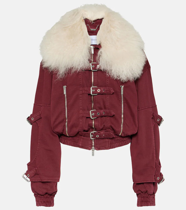  Blumarine Blumarine Cropped Shearling-trimmed Denim Jacket 
