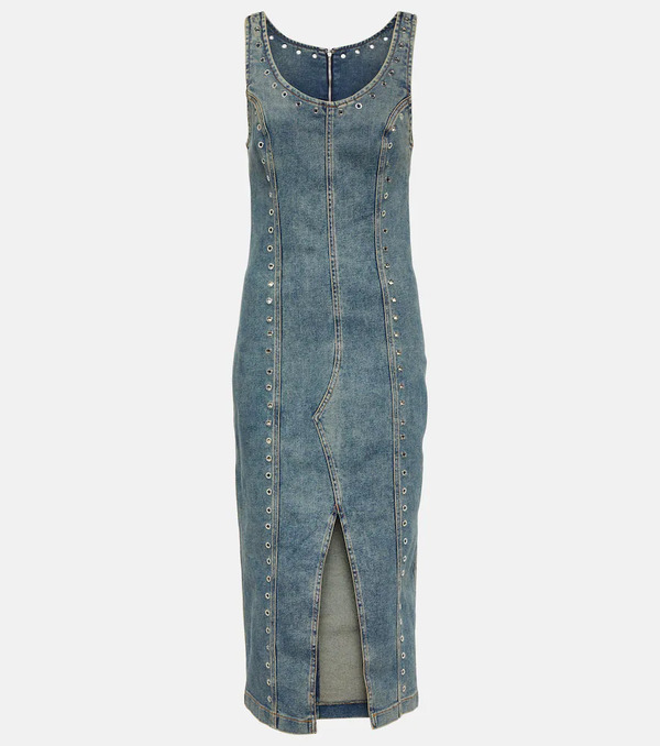  Blumarine Blumarine Embellished Denim Midi Dress 