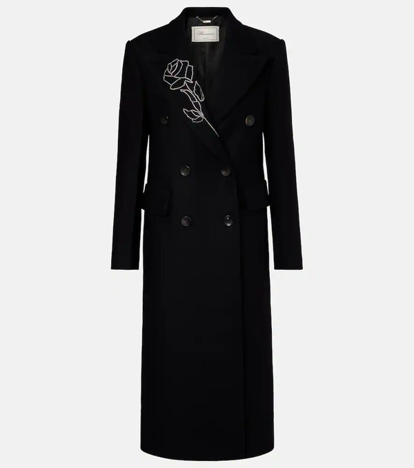  Blumarine Blumarine Embellished Double-breasted Wool-blend Coat 