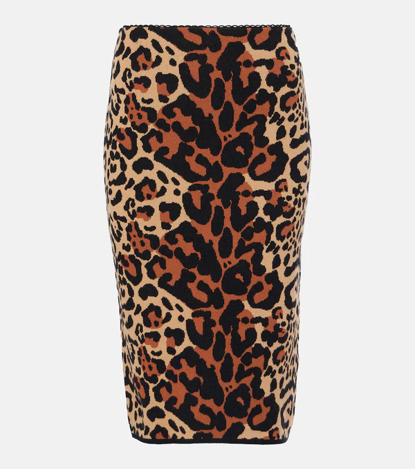  Blumarine Blumarine Leo Leopard-print Jacquard Pencil Skirt 