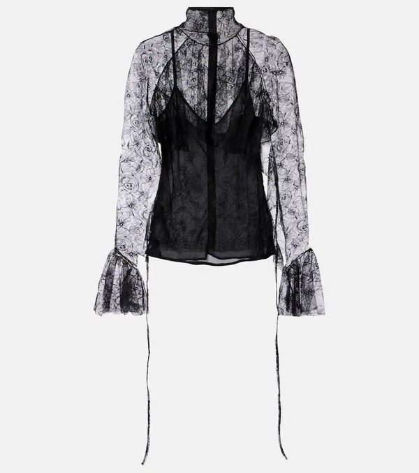  Blumarine Blumarine Ruffled Sheer Lace Blouse 