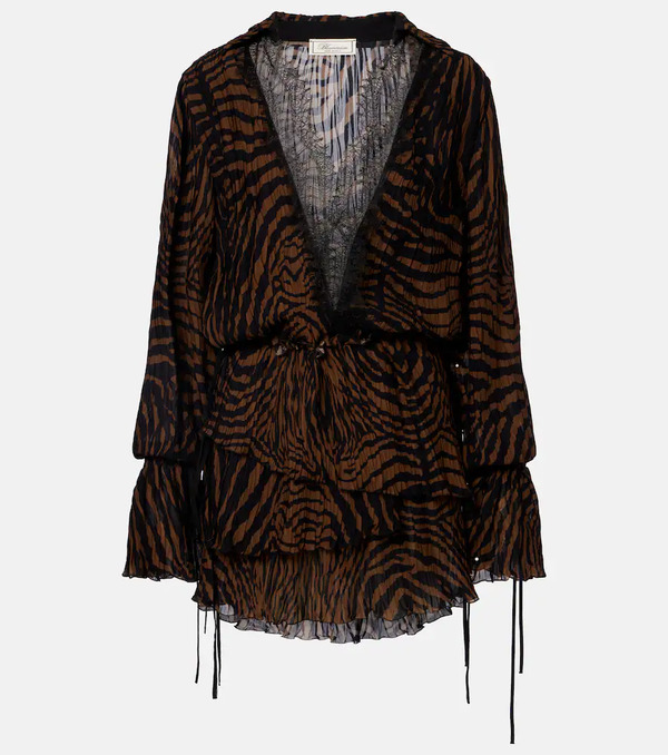  Blumarine Blumarine Zebra-print Chiffon Mini Dress 