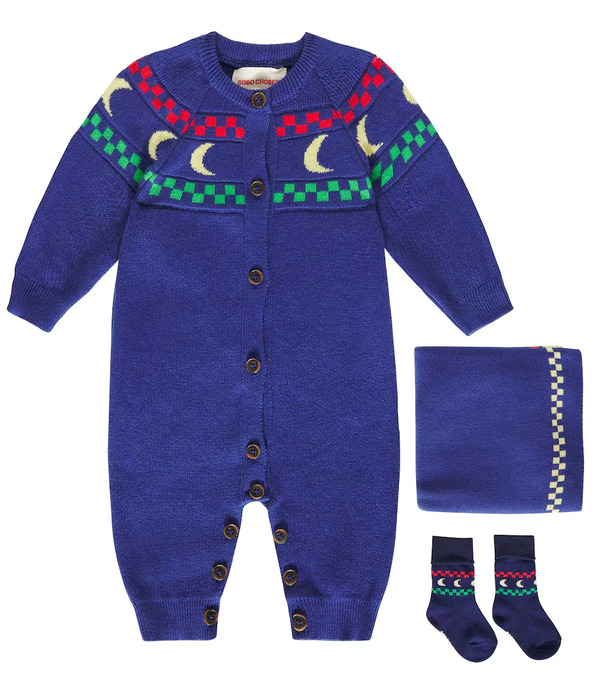  Bobo Choses Bobo Choses Baby Beneath The Moon Onesie, Socks, And Blanket Set 