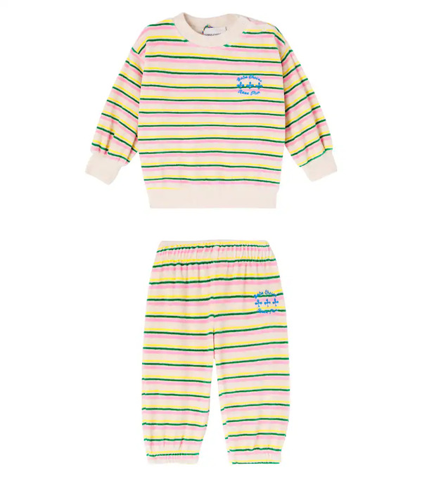  Bobo Choses Bobo Choses Baby Striped Velvet Sweatshirt And Sweatpants Set 