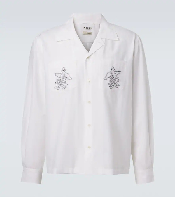  Bode Bode Embroidered Cotton And Silk Shirt 