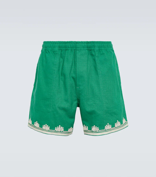  Bode Bode Ripple Embroidered Cotton Shorts 