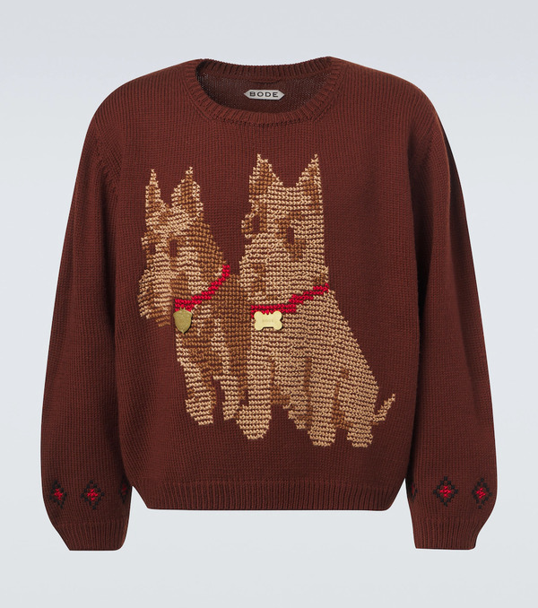  Bode Bode Scottie Embroidered Wool Sweater 