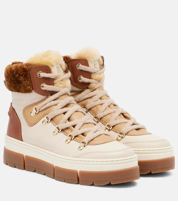  Bogner Bogner Vaduz Shearling-trimmed Leather Ankle Boots 