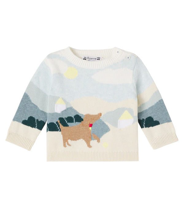  Bonpoint Bonpoint Almire Jacquard Cotton And Cashmere Sweater 