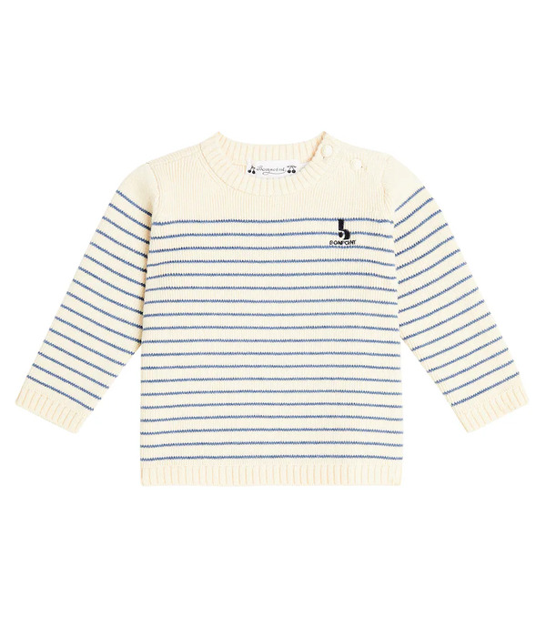  Bonpoint Bonpoint Baby Aleksi Striped Wool And Cotton Sweater 