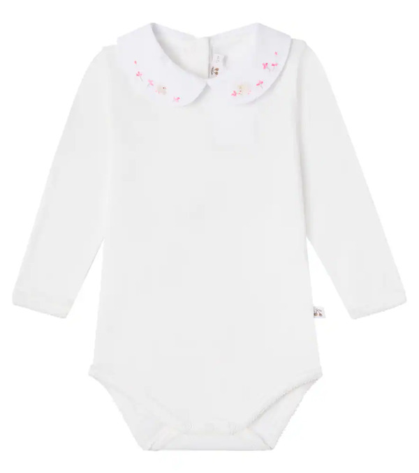  Bonpoint Bonpoint Baby Cygne Embroidered Cotton Bodysuit 