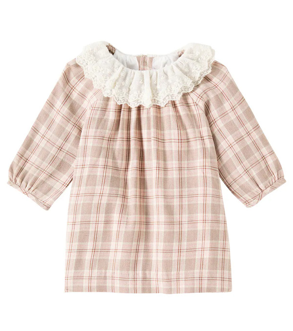  Bonpoint Bonpoint Baby Flavili Lace-trimmed Checked Dress 