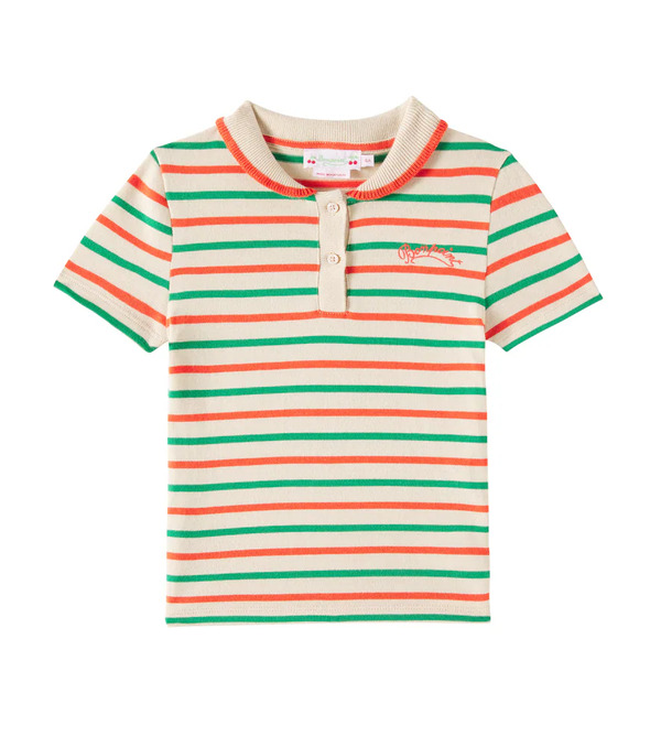 Bonpoint Bonpoint Edelyne Striped Knitted Cotton Polo Shirt 