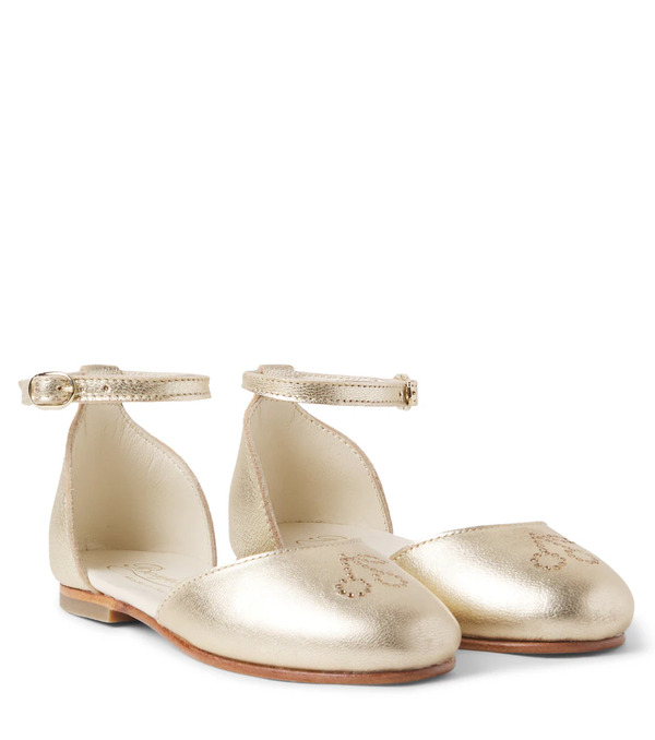  Bonpoint Bonpoint Felyne Metallic Leather Ballet Flats 