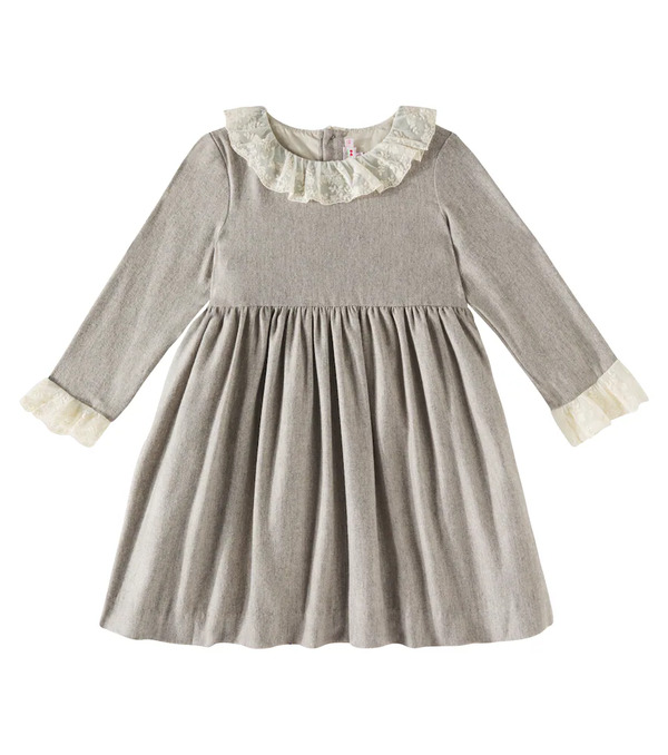  Bonpoint Bonpoint Flavie Tulle-trimmed Flannel Dress 