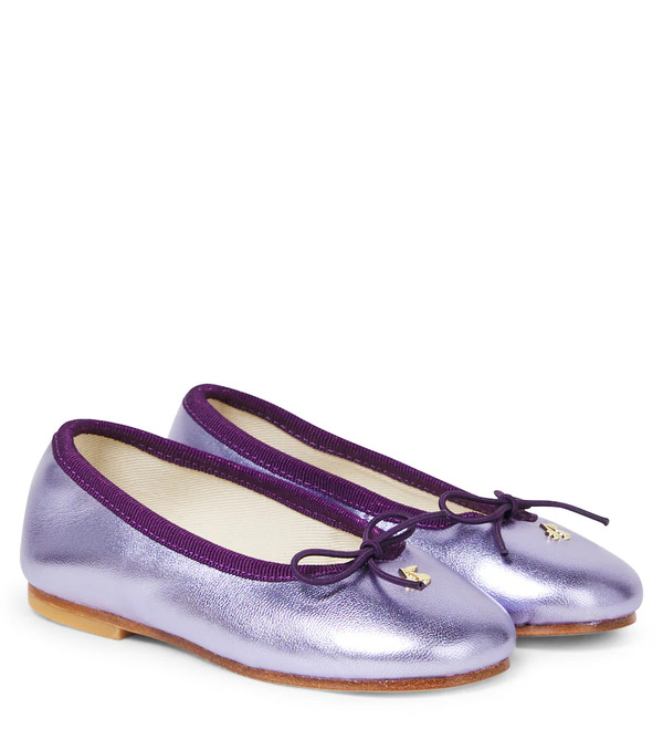  Bonpoint Bonpoint Lisa Metallic Leather Ballet Flats 