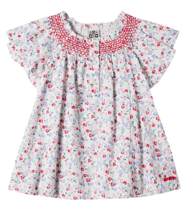  Bonton Bonton Baby Hazelnut Floral Cotton Dress 