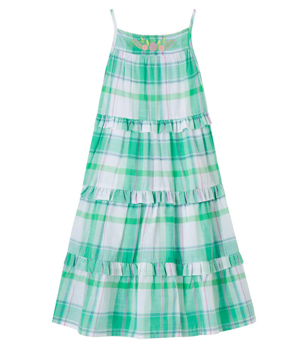  Bonton Bonton Nymphea Checked Tiered Cotton Dress 