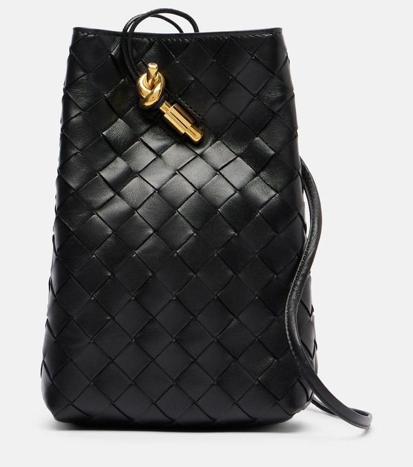  Bottega Veneta Bottega Veneta Andiamo Intrecciato Leather Phone Pouch 