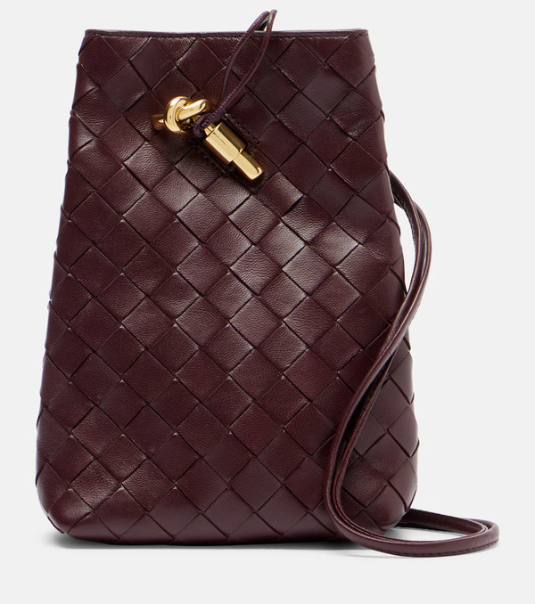  Bottega Veneta Bottega Veneta Andiamo Intrecciato Leather Phone Pouch 