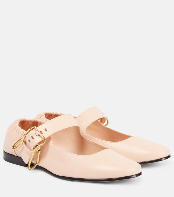  Bottega Veneta Bottega Veneta Astaire Leather Mary Jane Flats 