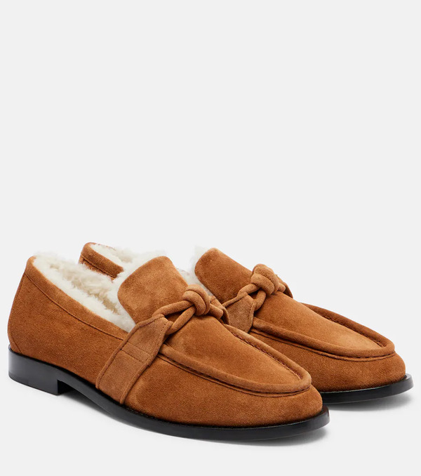  Bottega Veneta Bottega Veneta Astaire Shearling-lined Suede Loafers 