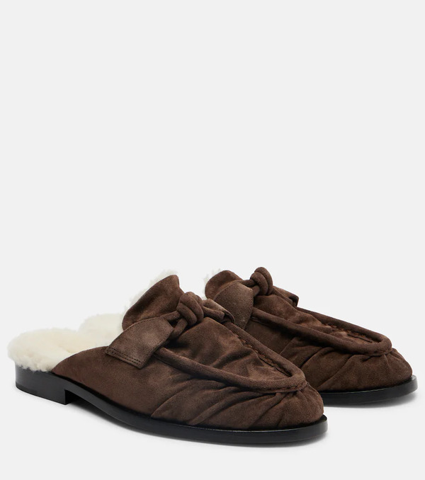  Bottega Veneta Bottega Veneta Astaire Shearling-lined Suede Mules 