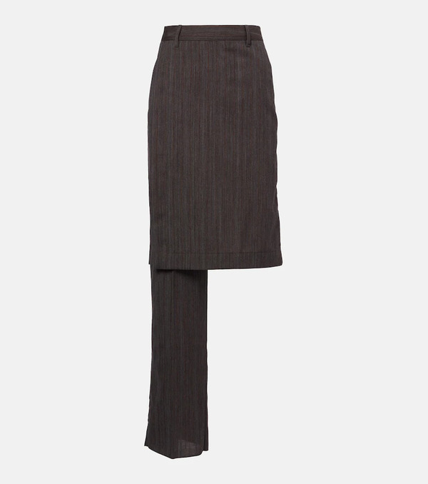  Bottega Veneta Bottega Veneta Asymmetric Striped Wool Skirt Pants 