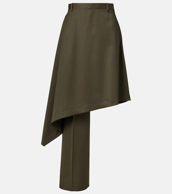  Bottega Veneta Bottega Veneta Asymmetric Wool Midi Skirt 
