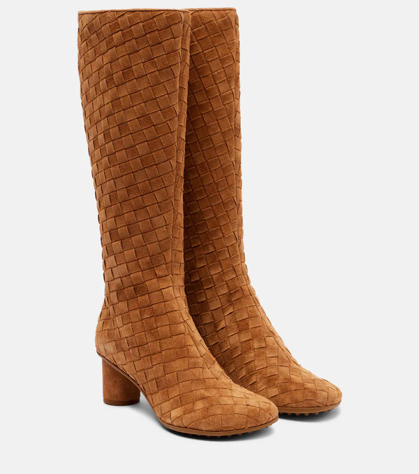  Bottega Veneta Bottega Veneta Atomic Intrecciato Suede Knee-high Boots 