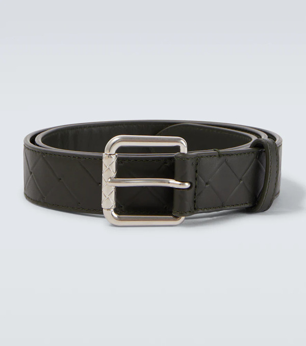  Bottega Veneta Bottega Veneta Intrecciato Embossed Leather Belt 