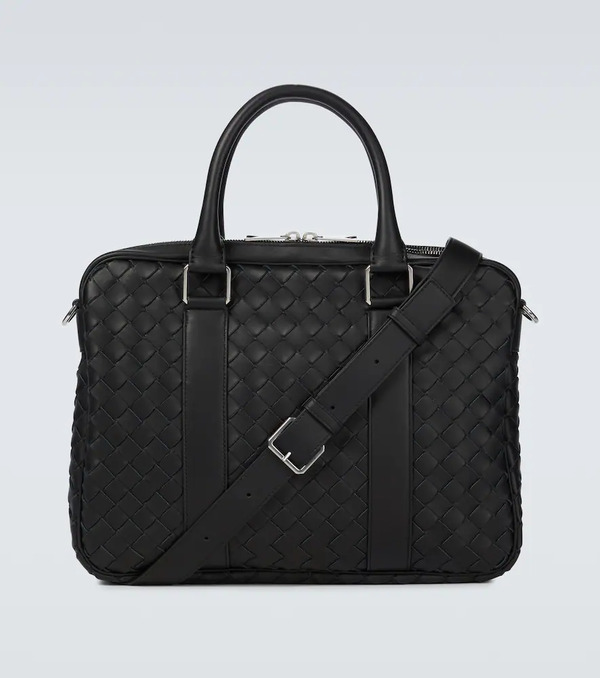  Bottega Veneta Bottega Veneta Intrecciato Leather Briefcase 