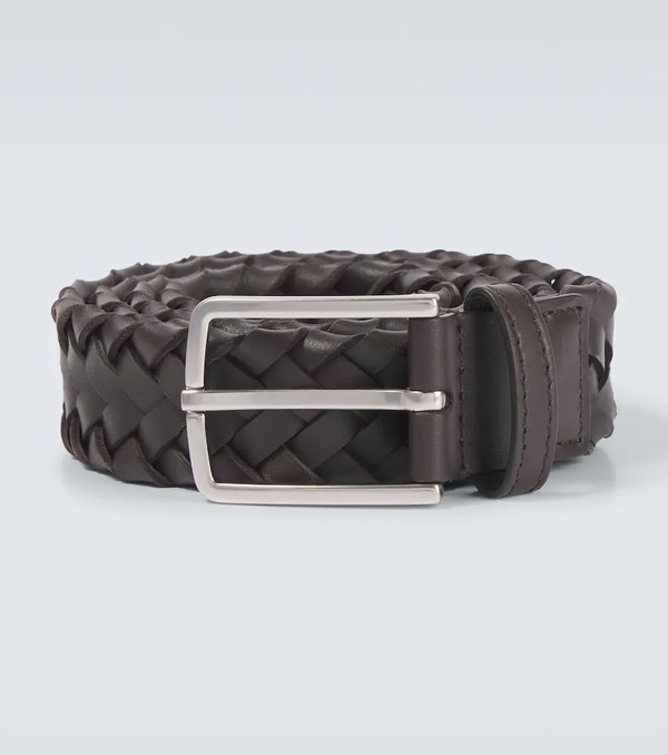  Bottega Veneta Bottega Veneta Intreccio Cabat Leather Belt 