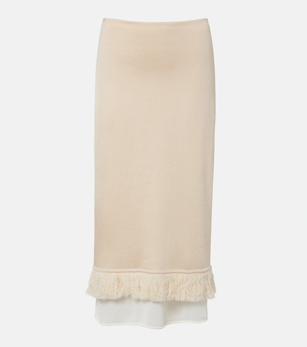  Bottega Veneta Bottega Veneta Knitted Silk Midi Skirt 
