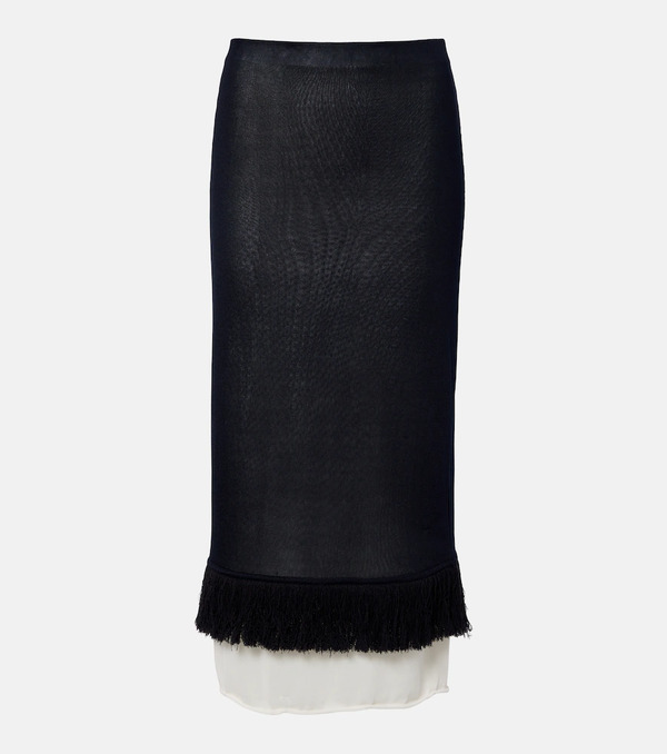  Bottega Veneta Bottega Veneta Knitted Silk Midi Skirt 