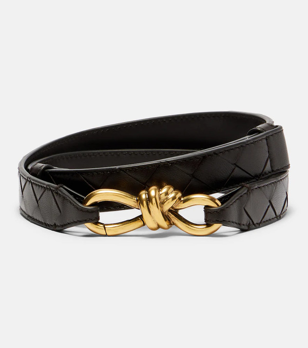  Bottega Veneta Bottega Veneta Knot Intrecciato Leather Belt 