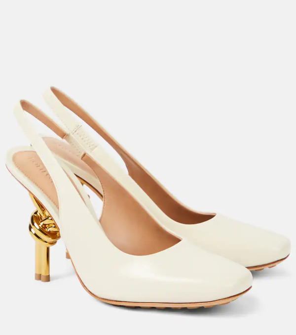  Bottega Veneta Bottega Veneta Knot Leather Slingback Pumps 