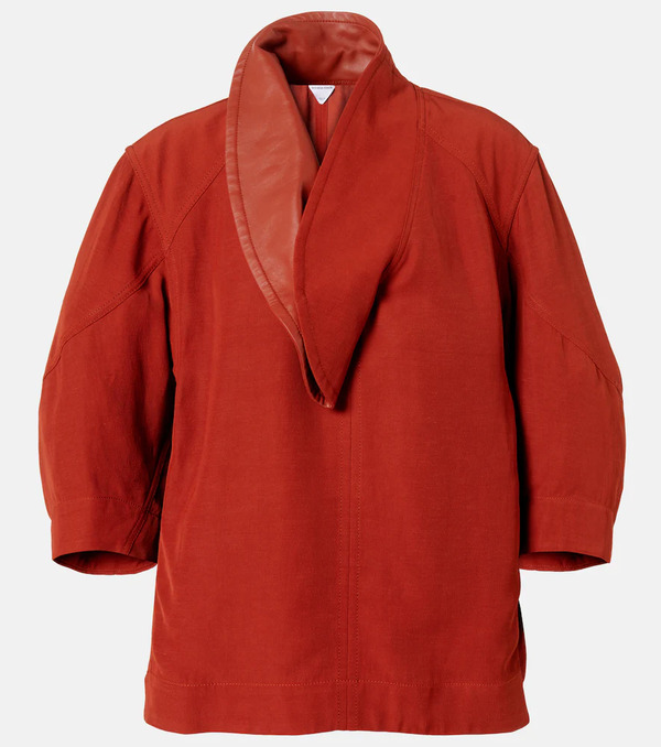  Bottega Veneta Bottega Veneta Leather-trimmed Blouse 