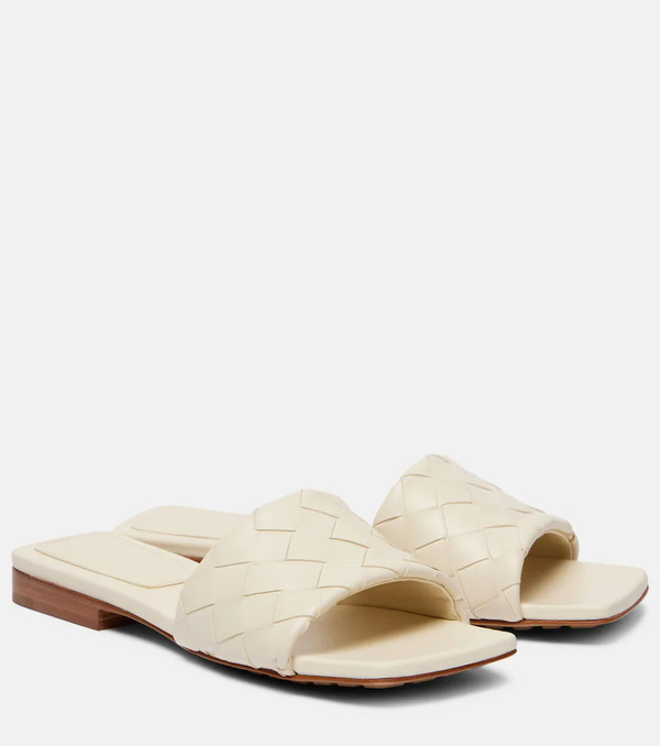 Bottega Veneta Bottega Veneta Parco Intrecciato Leather Slides 