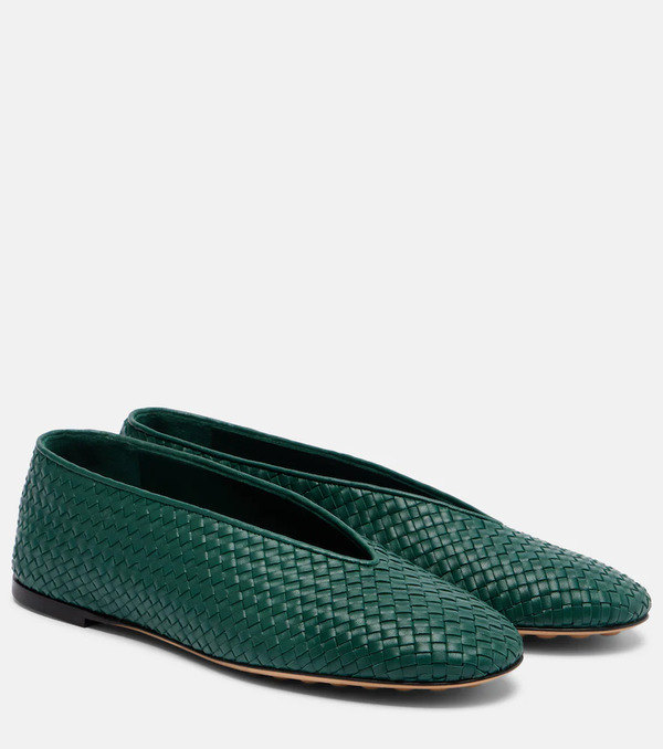  Bottega Veneta Bottega Veneta Rosa Intrecciato Leather Ballet Flats 