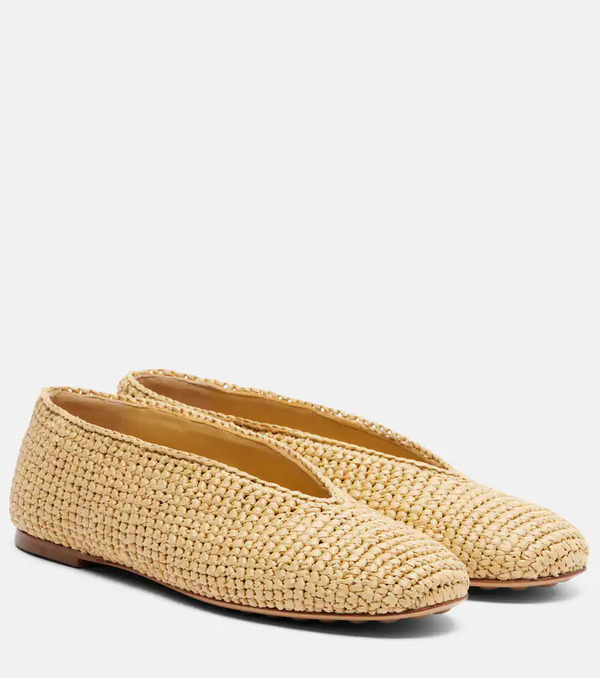  Bottega Veneta Bottega Veneta Rosa Raffia Ballet Flats 