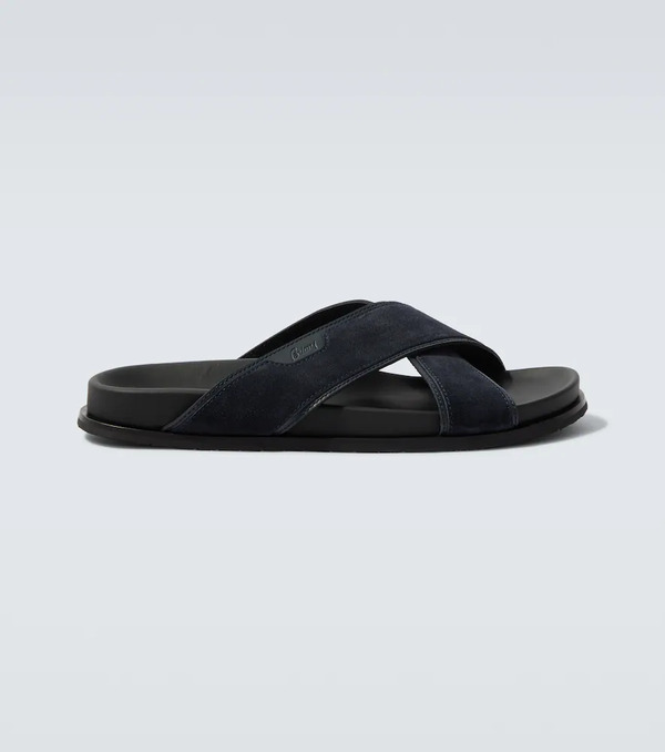  Brioni Brioni Leather-trimmed Suede Sandals 