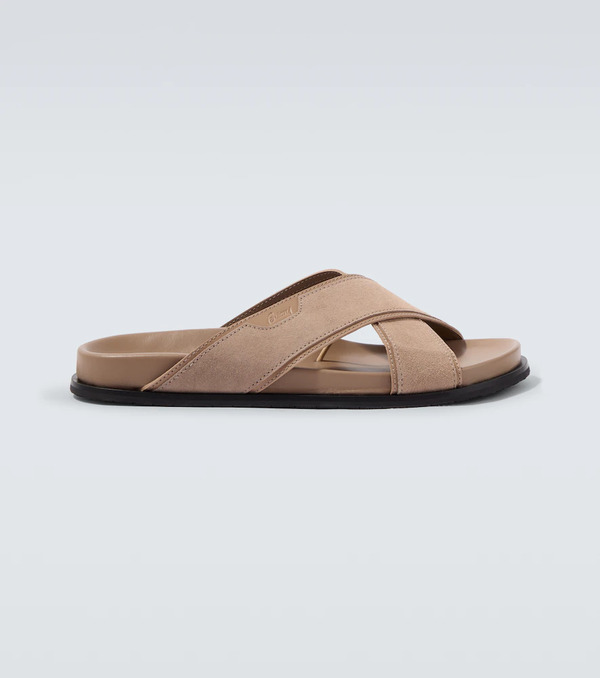  Brioni Brioni Leather-trimmed Suede Sandals 