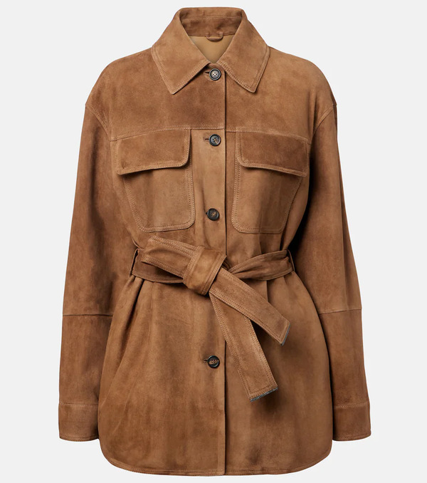  Brunello Cucinelli Brunello Cucinelli Belted Suede Field Jacket 