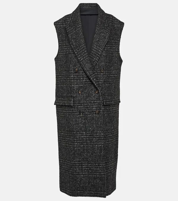  Brunello Cucinelli Brunello Cucinelli Checked Wool-blend Coat 